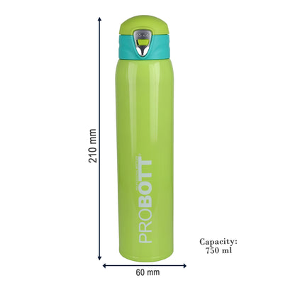 Probott Swift 750ml Thermoses Vacuum Insulated Flask Bottle, Stainless Steel Water Bottles, Green | Wide Mouth | Flip Top Cap | Hot and Cold | Leak Proof