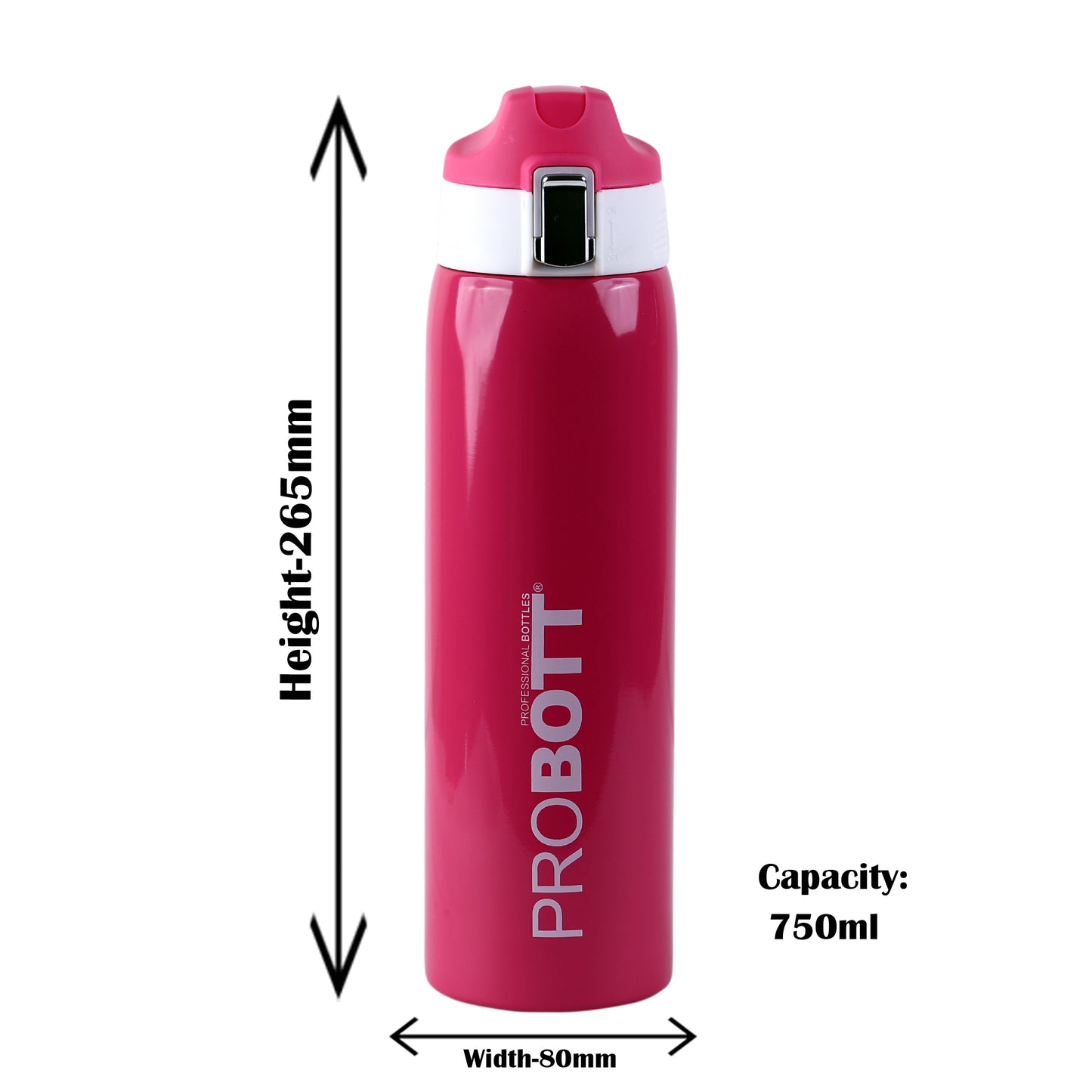 Probott Icon 750ml Stainless Steel Hot and Cold Water Bottle, Vacuum Insulated Flask Sipper Bottle, Pink