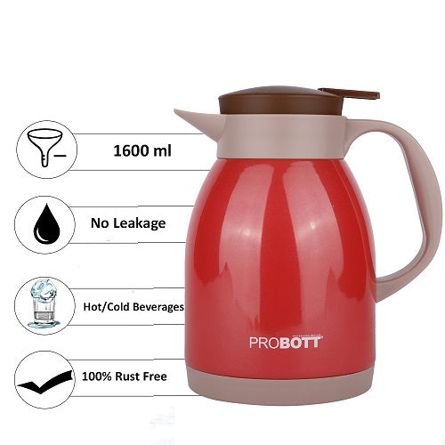 PROBOTT Thermosteel Espresso Tea Coffee Pot 1600ml -Pink PB 1600-77