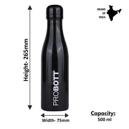 Probott Vintage 500ml Thermoses Vacuum Insulated Flask, Stainless Steel Water Bottles, Black