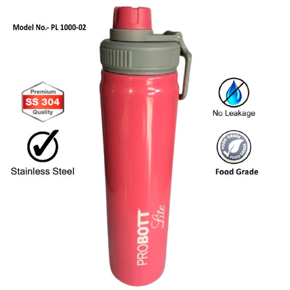 PROBOTT LITE SIP 1000ml Single Walled Stainless Steel Water Bottle, Pink