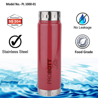 PROBOTT LITE Freeze Single Walled Stainless Steel Water Bottle 1000ml -Pink PL 1000-01