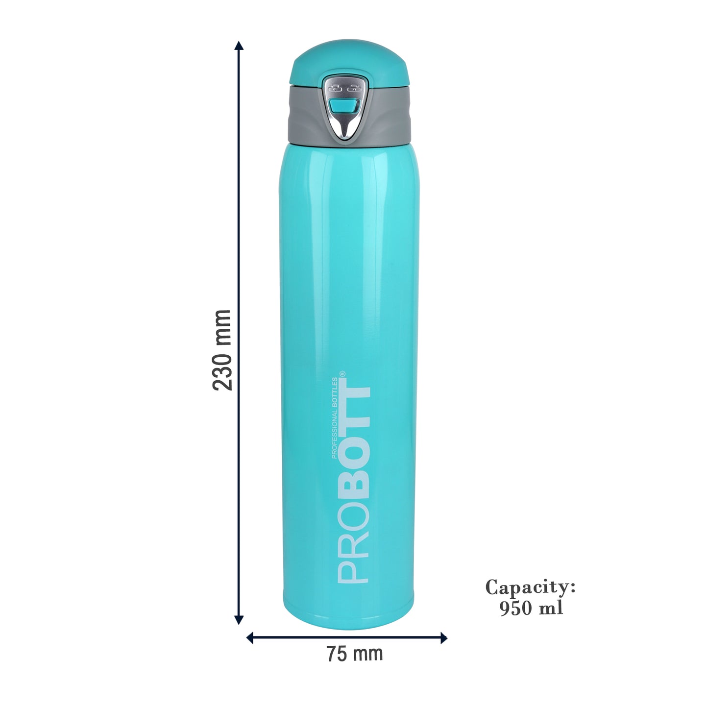 Probott Swift 950ml Thermoses Vacuum Insulated Flask Bottle, Stainless Steel Water Bottles, Sky Blue | Wide Mouth | Flip Top Cap | Hot and Cold | Leak Proof