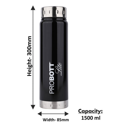 PROBOTT LITE Freeze Single Walled Stainless Steel Water Bottle 1500ml -Black PL 1500-01