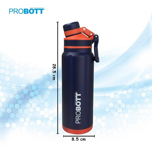 Probott Thunder 800ml Stainless Steel Hot and Cold Water Bottle, Vacuum Insulated Flask Bottle, Navy Blue | PB 800-10