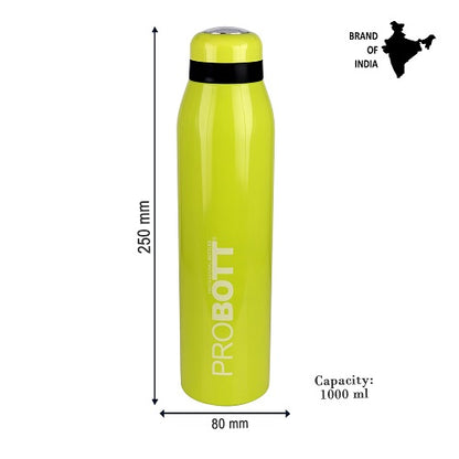 Probott Drops Water Bottle, Stainless Steel Water Bottles, Vacuum Insulated Flask Bottles, 750 ml, Yellow