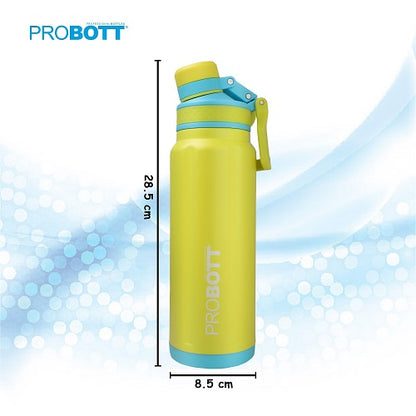 Probott Thunder 800ml Stainless Steel Hot and Cold Water Bottle, Vacuum Insulated Flask Bottle, Yellow | PB 800-10