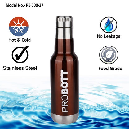 Probott Magnum Hot & Cold Stainless Steel Water Bottles, Vacuum Insulated Flask Bottles, 500 ml, Red