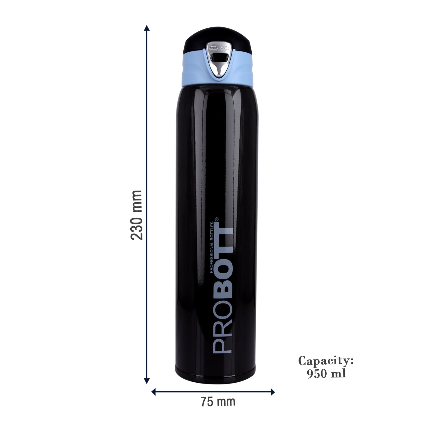 Probott Swift 950ml Thermoses Vacuum Insulated Flask Bottle, Stainless Steel Water Bottles, Dark Brown | Wide Mouth | Flip Top Cap | Hot and Cold | Leak Proof