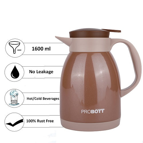 PROBOTT Thermosteel Espresso Tea Coffee Pot 1600ml Brown - PB 1600-77