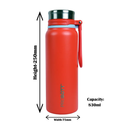 PROBOTT Marine 830ml Stainless Steel Water Bottles, Vacuum Insulated Flask Bottles, Red | Hot and Cold | Easy to Carry | Leak Proof