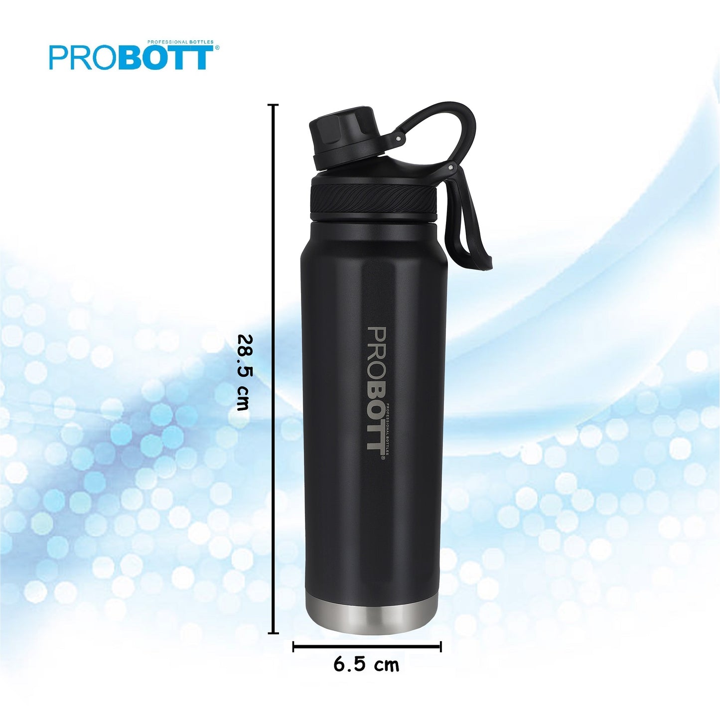 Probott Tourister 550ml Hot & Cold Vacuum Insulated Flask Sipper Bottle, Black