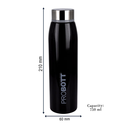 Probott Stella 750ml Thermoses Vacuum Insulated Flask Screw Cap, Stainless Steel Water Bottles, Black