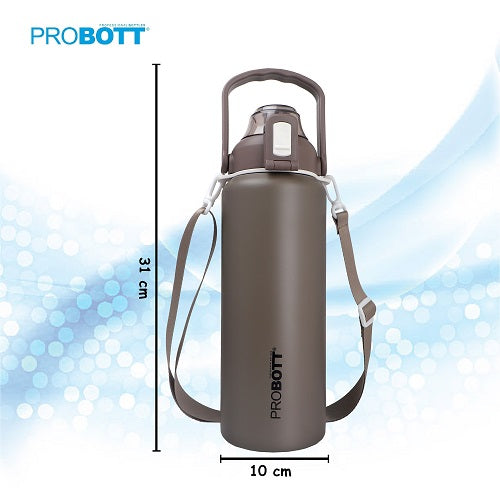 Probott Mount Stainless Steel Hot and Cold 1500ml Water Bottle, Vacuum Insulated Flask Bottle, Brown