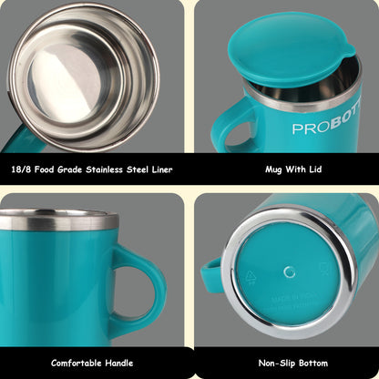 PROBOTT Costa Stainless Steel Mug/Cup with Lid, Stylish Cup Ideal for Hot & Cold Coffee, Tea – Green