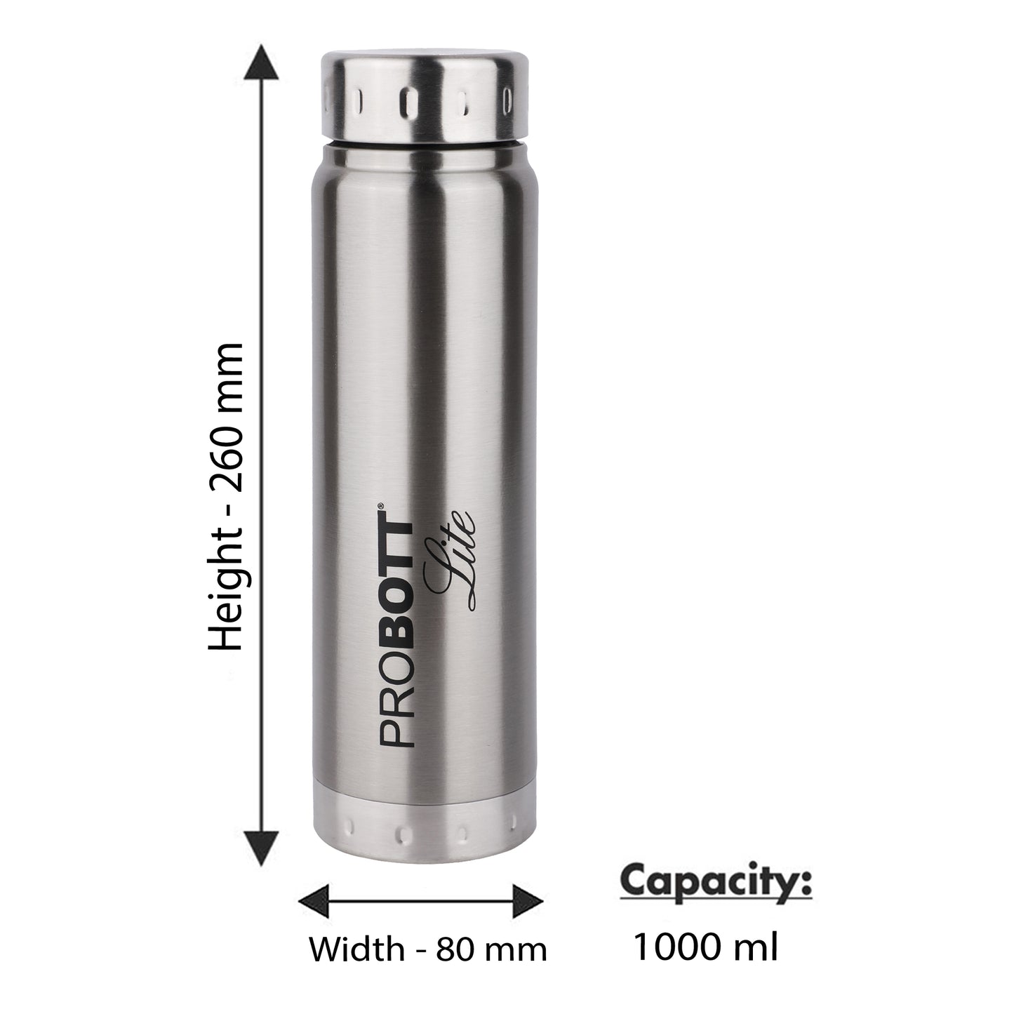 PROBOTT LITE Freeze Single Walled Stainless Steel Water Bottle 1000ml -Silver PL 1000-01