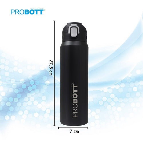 Probott Trek 800ml Thermoses Vacuum Insulated Flask Sipper Bottle, Stainless Steel Water Bottles, Black