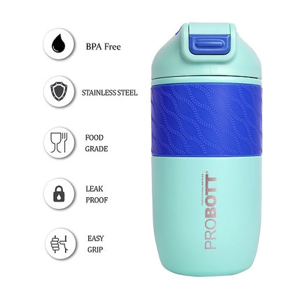 Probott Pluto 520ml Vacuum Insulated Flask Bottle, Stainless Steel Hot & Cold Water Bottles, Blue