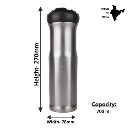 Probott Status 700ml Stainless Steel Water Bottle, Vacuum Insulated Flask Bottles, Brown | Hot and Cold | Easy to Carry | Leak Proof