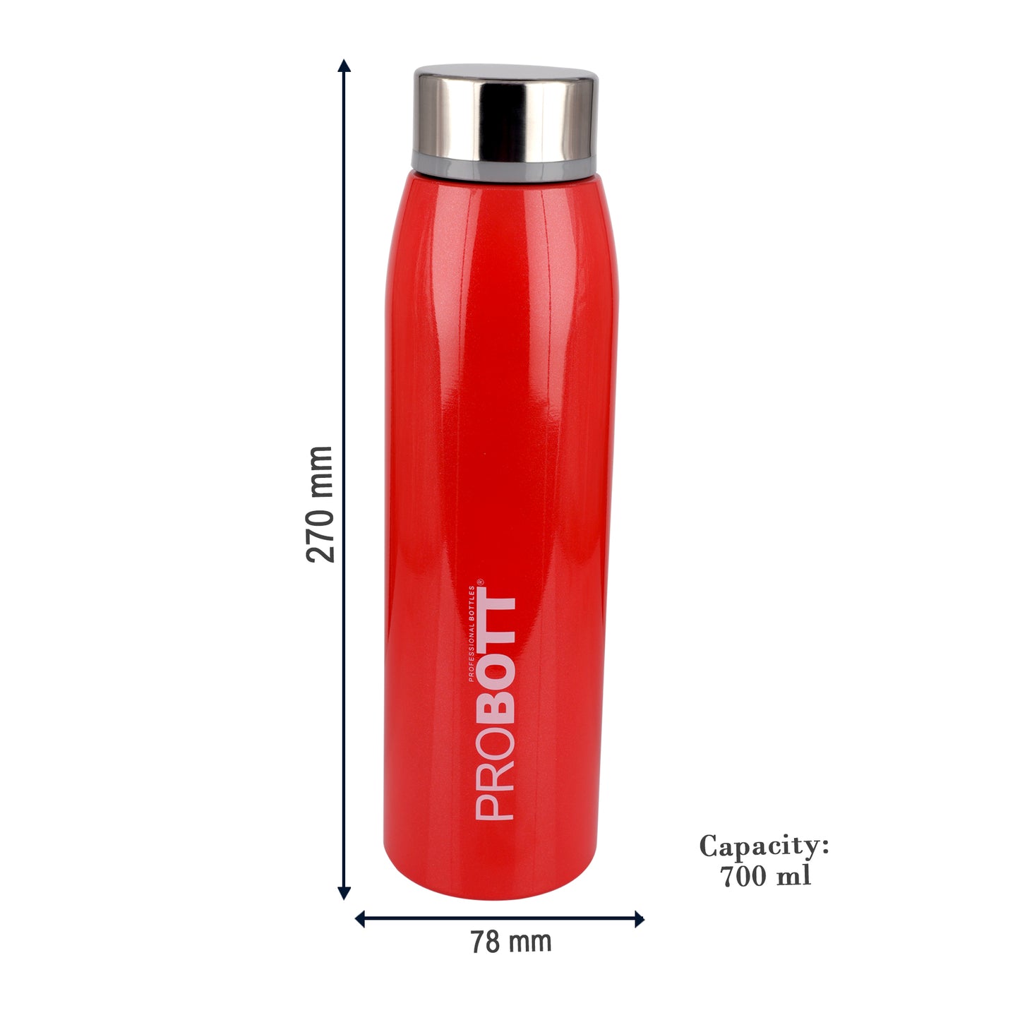 Probott Stella 750ml Thermoses Vacuum Insulated Flask Screw Cap, Stainless Steel Water Bottles, Red