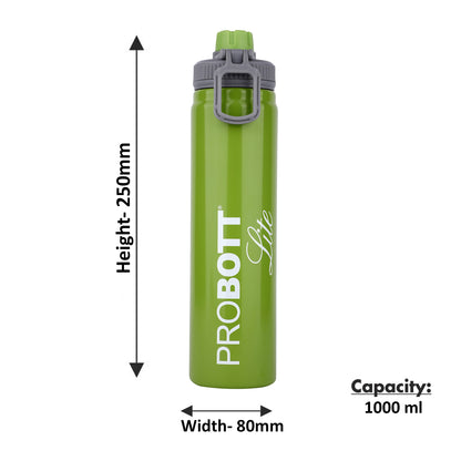 PROBOTT LITE SIP 1000ml Single Walled Stainless Steel Water Bottle, Green