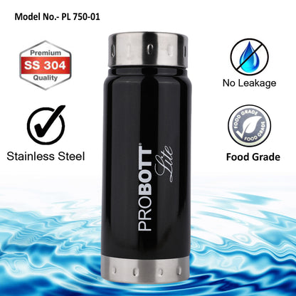 PROBOTT LITE Freeze Single Walled Stainless Steel Water Bottle 750ml -Black PL 750-01