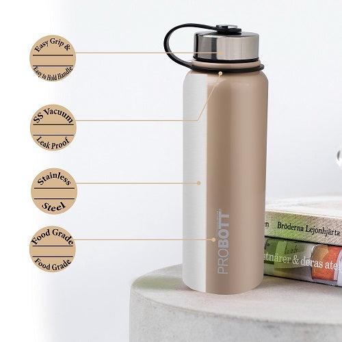 Probott Hulk 1500ml Stainless Steel Hot & Cold Water Bottle, Vacuum Insulated Flask Bottles, Beige