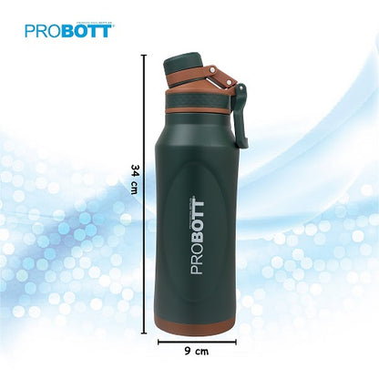 Probott Life Style Stainless Steel Hot and Cold 1200ml Water Bottle, Vacuum Insulated Flask Bottle, Dark Green