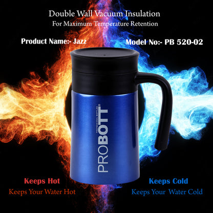 Probott Jazz 520ml Blue Vacuum Insulated Mug Stainless Steel Coffee Flask, Travel Flask