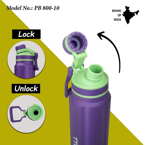 Probott Thunder 800ml Stainless Steel Hot and Cold Water Bottle, Vacuum Insulated Flask Bottle, Purple | PB 800-10