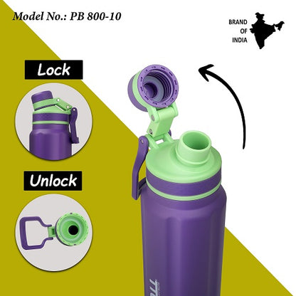 Probott Thunder 800ml Stainless Steel Hot and Cold Water Bottle, Vacuum Insulated Flask Bottle, Purple | PB 800-10