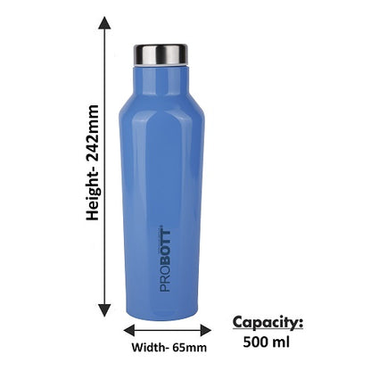 Probott Dome Water Bottle, Stainless Steel Water Bottles, Vacuum Insulated Flask Bottles, 500 ml, Blue