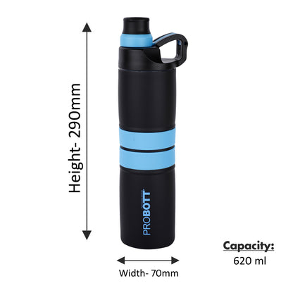 Probott Alpha 620ml Thermoses Vacuum Insulated Flask Sipper Bottle, Stainless Steel Water Bottles, Blue