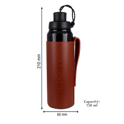 Probott Sippy 750 ml Stainless Steel Water Bottles, Vacuum Insulated Flask Bottles, Black | Hot and Cold | Easy to Carry | Leak Proof