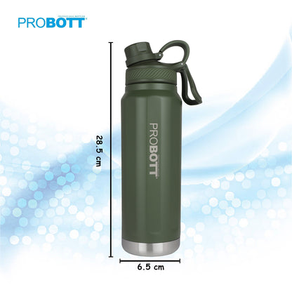 Probott Tourister 550ml Hot & Cold Vacuum Insulated Flask Sipper Bottle, Dark Green