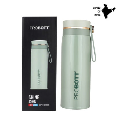 Probott Shine Water Bottle, Stainless Steel Vacuum Insulated Flask Bottle, 270ml, Green