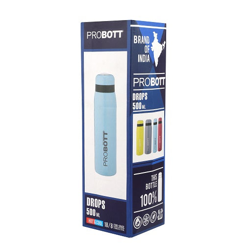 Probott Drops Water Bottle, Stainless Steel Water Bottles, Vacuum Insulated Flask Bottles, 500 ml, Red