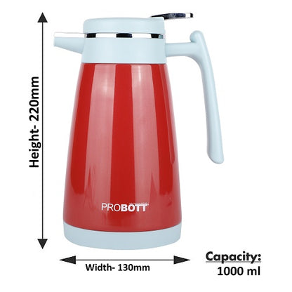 PROBOTT Thermosteel Mocha Tea Coffee Pot 1000ml -Red PB 1000-88