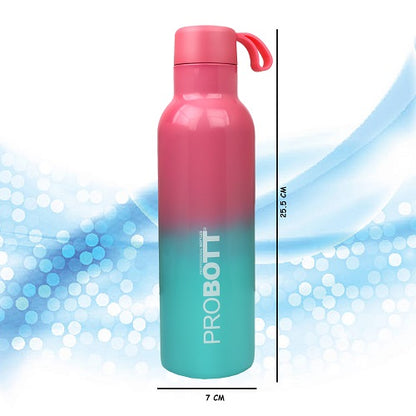 Probott Dream 750ml Stainless Steel Hot and Cold Water Bottle, Vacuum Insulated Flask Bottles, Dual Color Pink & Aqua Blue