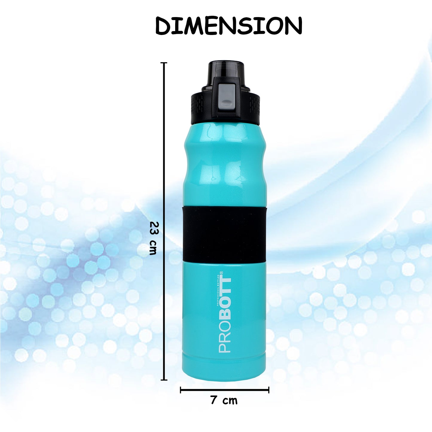 Probott Bloom 680ml Vacuum Insulated Flask Bottle, Stainless Steel Hot and Cold Water Bottles, Light Blue | Push Button Flip Top Cap | Leak Proof