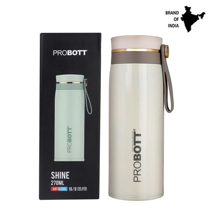 Probott Shine Water Bottle, Stainless Steel Vacuum Insulated Flask Bottle, 270ml, Grey