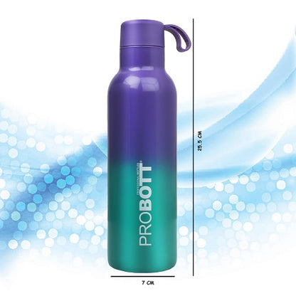 Probott Dream 750ml Stainless Steel Hot and Cold Water Bottle, Vacuum Insulated Flask Bottles, Dual Color Purple & Green