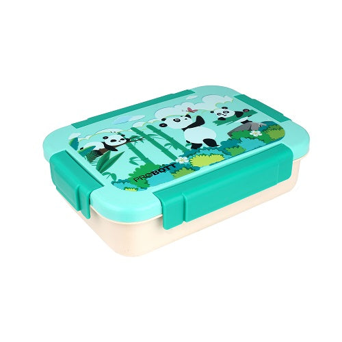 PROBOTT Lunch On 710ml Stainless Steel Lunch Box, 3 Grid Tiffin Box, Character Lid Made with Heavy Quality PP Material Perfect for School, Office Use | Aqua Blue+Cream