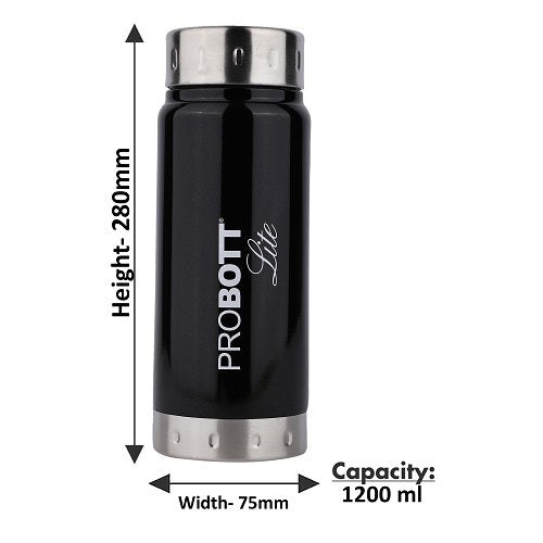 PROBOTT LITE Freeze Single Walled Stainless Steel Water Bottle 1200ml -Black PL 1200-01