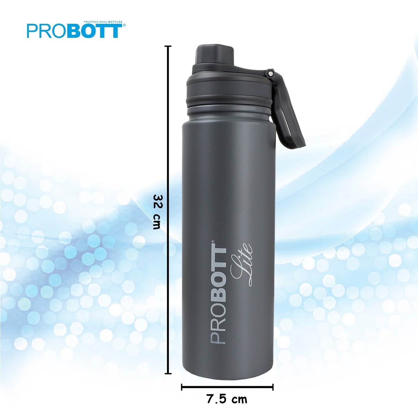 PROBOTT LITE Magic 1200ml Single Wall Stainless Steel Water Bottle Without Vacuum Tech, Grey