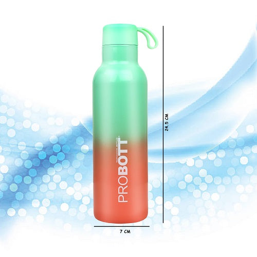 Probott Dream 500ml Stainless Steel Hot and Cold Water Bottle, Vacuum Insulated Flask Bottles, Dual Color Light Green & Orange