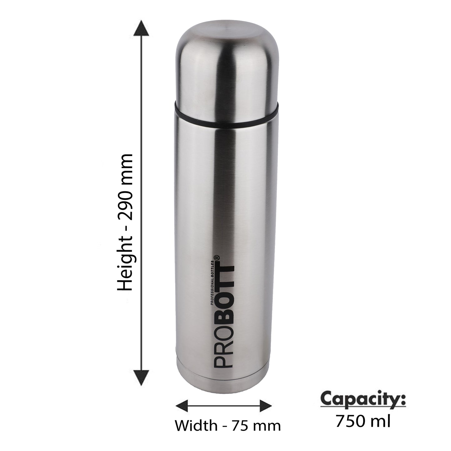 Probott Old Edition Water Bottle, Stainless Steel Water Bottles, Vacuum Insulated Flask Bottles, 750 ml, Silver | Hot and Cold | Easy to Carry | Rust & Leak Proof | Tea | Coffee | Office| Gym | Travel