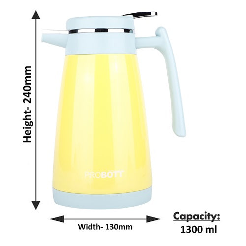 PROBOTT Thermosteel Mocha Tea Coffee Pot 1300ml -Yellow PB 1300-88