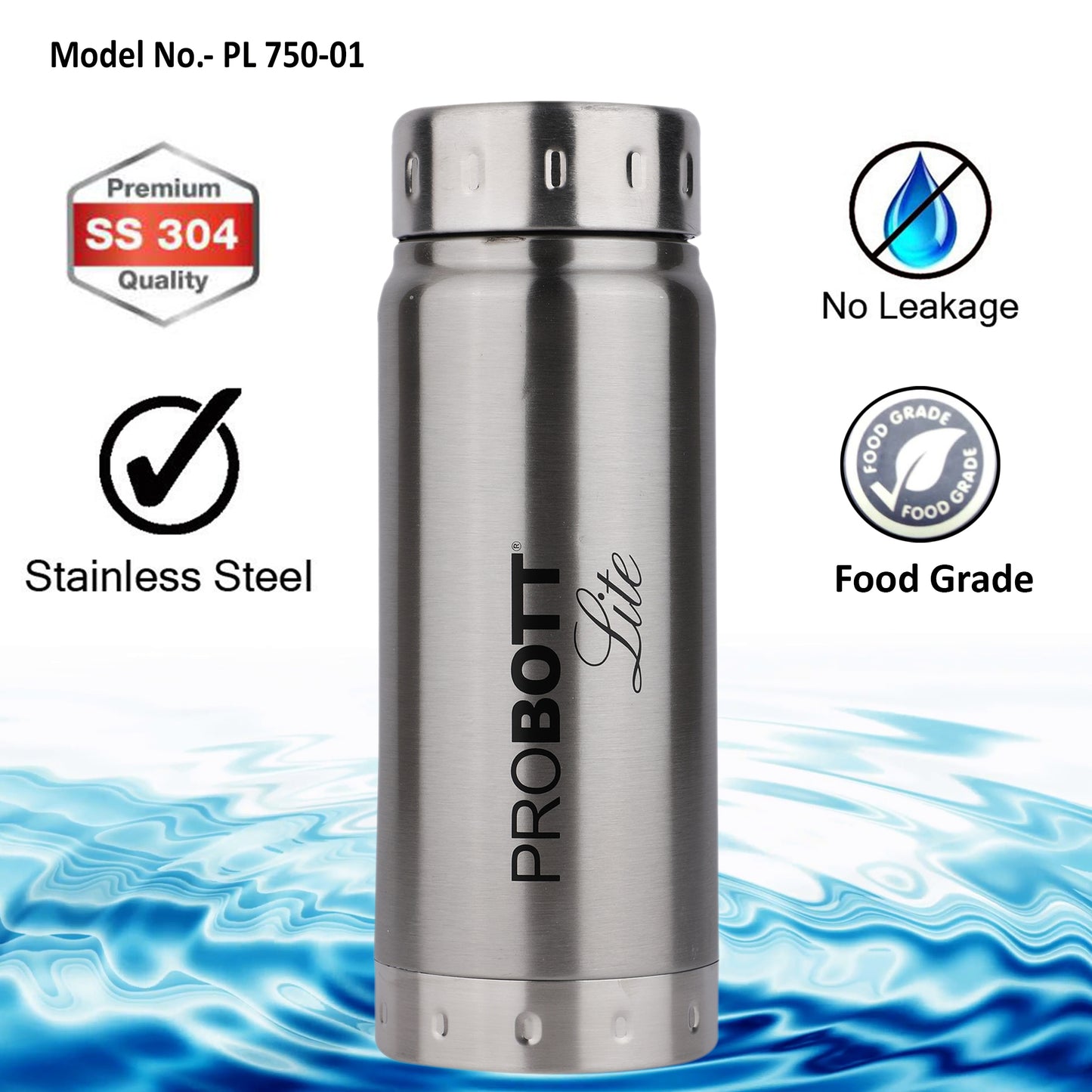 PROBOTT LITE Freeze Single Walled Stainless Steel Water Bottle 750ml -Silver PL 750-01