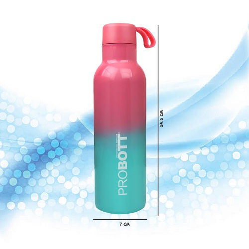 Probott Dream 500ml Stainless Steel Hot and Cold Water Bottle, Vacuum Insulated Flask Bottles, Dual Color Pink & Aqua Blue